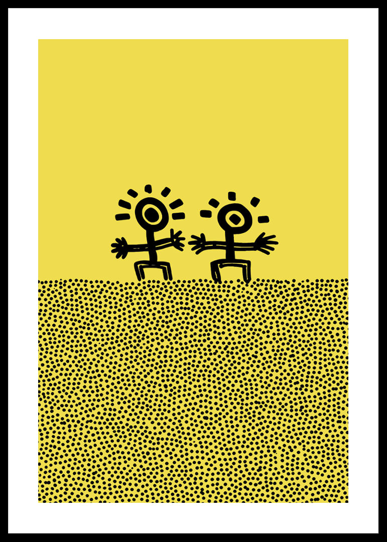 Zwei fröhliche Gestalten tanzen vor einem sonnigen Hintergrund-12