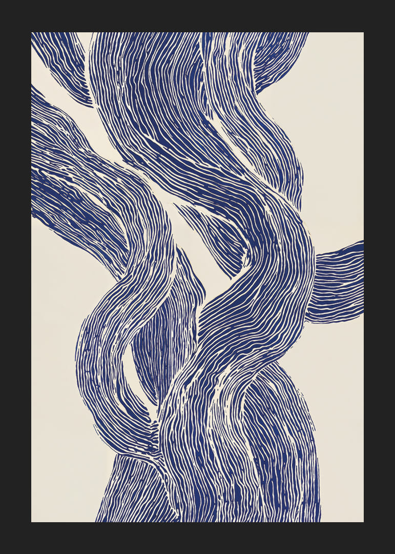 Elegant blue and white lines form a hypnotic dance-12