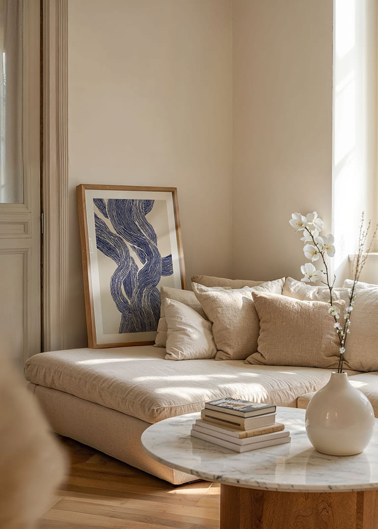 Elegantes líneas azules y blancas forman una danza hipnótica-12