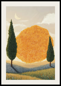 A dreamy landscape scene with golden spiral patterns-2