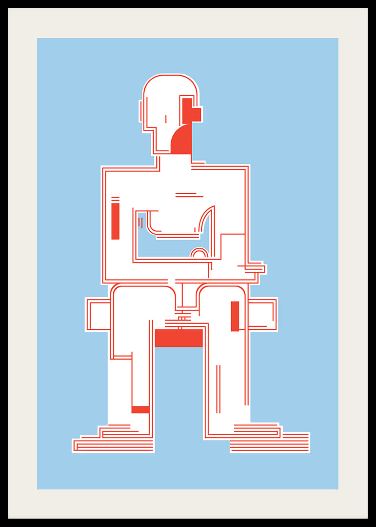 Minimalist poster with geometric figure on light blue background-12