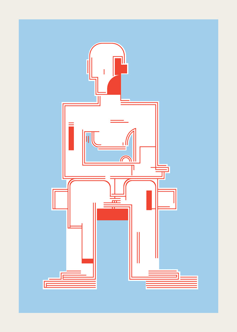 Minimalist poster with geometric figure on light blue background-12