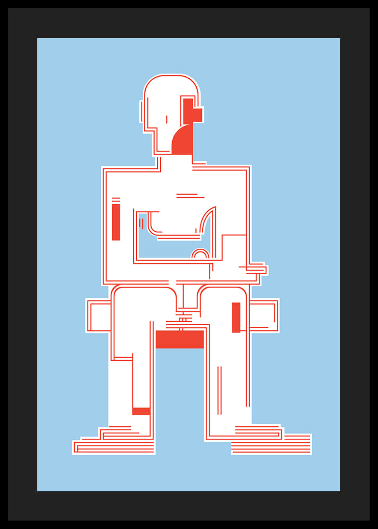 Minimalist poster with geometric figure on light blue background-12