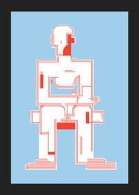 Minimalist poster with geometric figure on light blue background-5