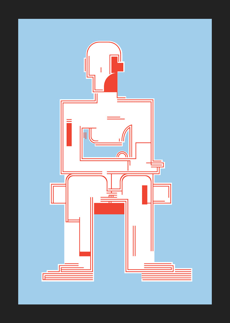 Minimalist poster with geometric figure on light blue background-12