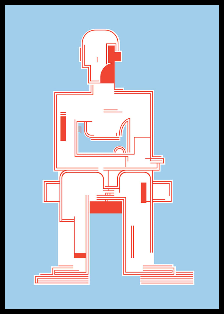 Minimalistisches Poster mit geometrischer Figur auf hellblauem Hintergrund-12