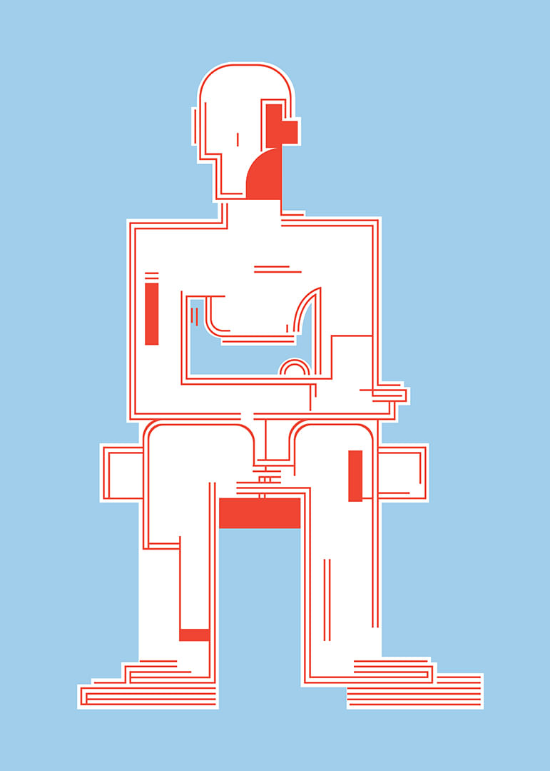 Minimalistisches Poster mit geometrischer Figur auf hellblauem Hintergrund-12