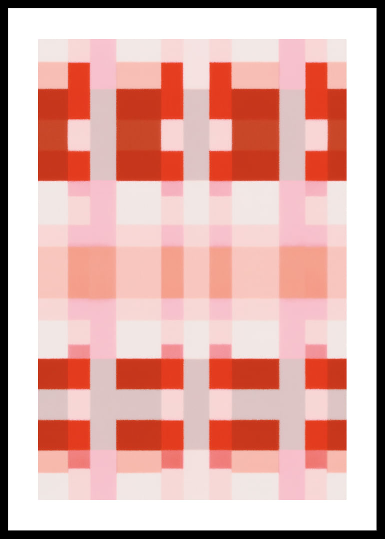 Leuchtende rote und rosa Quadrate in einem harmonischen Muster-12