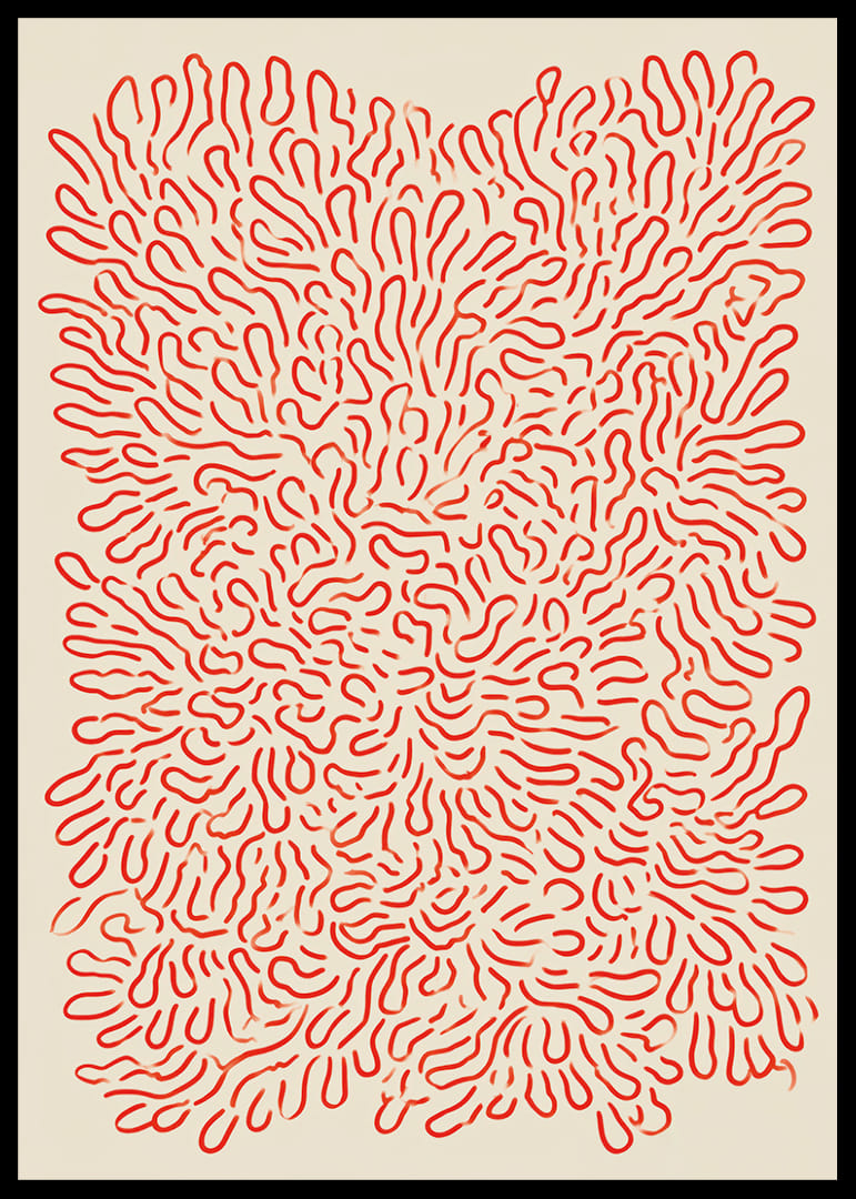 Un patrón arremolinado de líneas rojas sobre un fondo claro-12