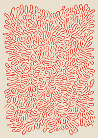 Un patrón arremolinado de líneas rojas sobre un fondo claro-1