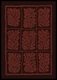 Estampado vibrante de formas inspiradas en el coral en tonos marrón rojizo.-0