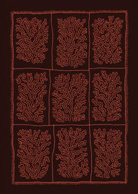Estampado vibrante de formas inspiradas en el coral en tonos marrón rojizo.-1
