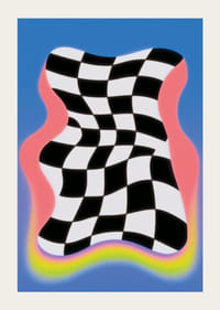 A wavy chessboard with vibrant colors-3
