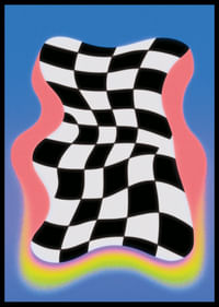 Ein wellenförmiges Schachbrett mit leuchtenden Farben-2