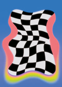 Ein wellenförmiges Schachbrett mit leuchtenden Farben-3