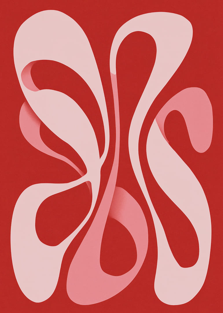 Las suaves líneas en rosa y rojo crean una sinfonía visual.-12