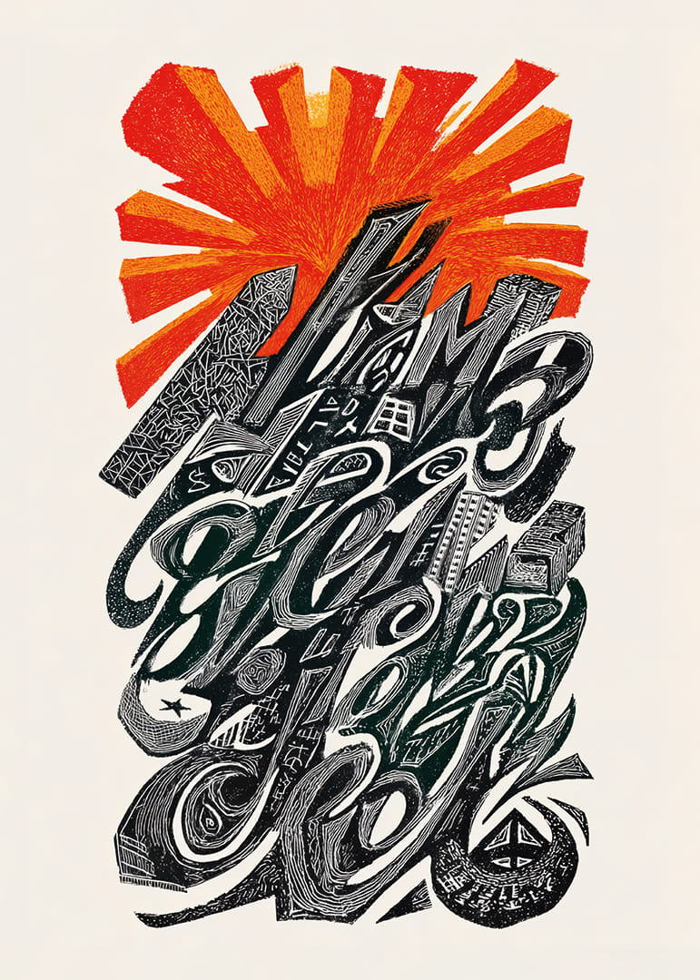 Paisaje urbano colorido en un patrón dinámico-12