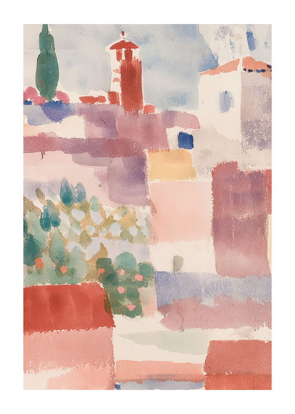 Póster Pastel Village Dreams