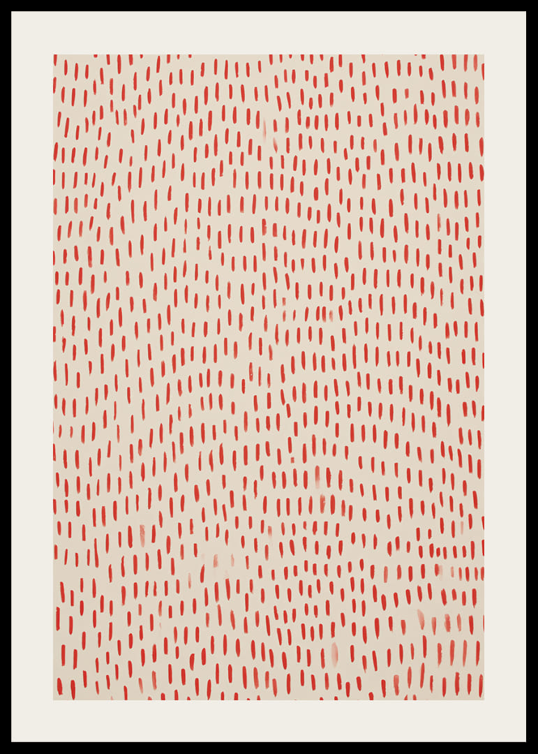 A lively dance of red dots over a calm background-12