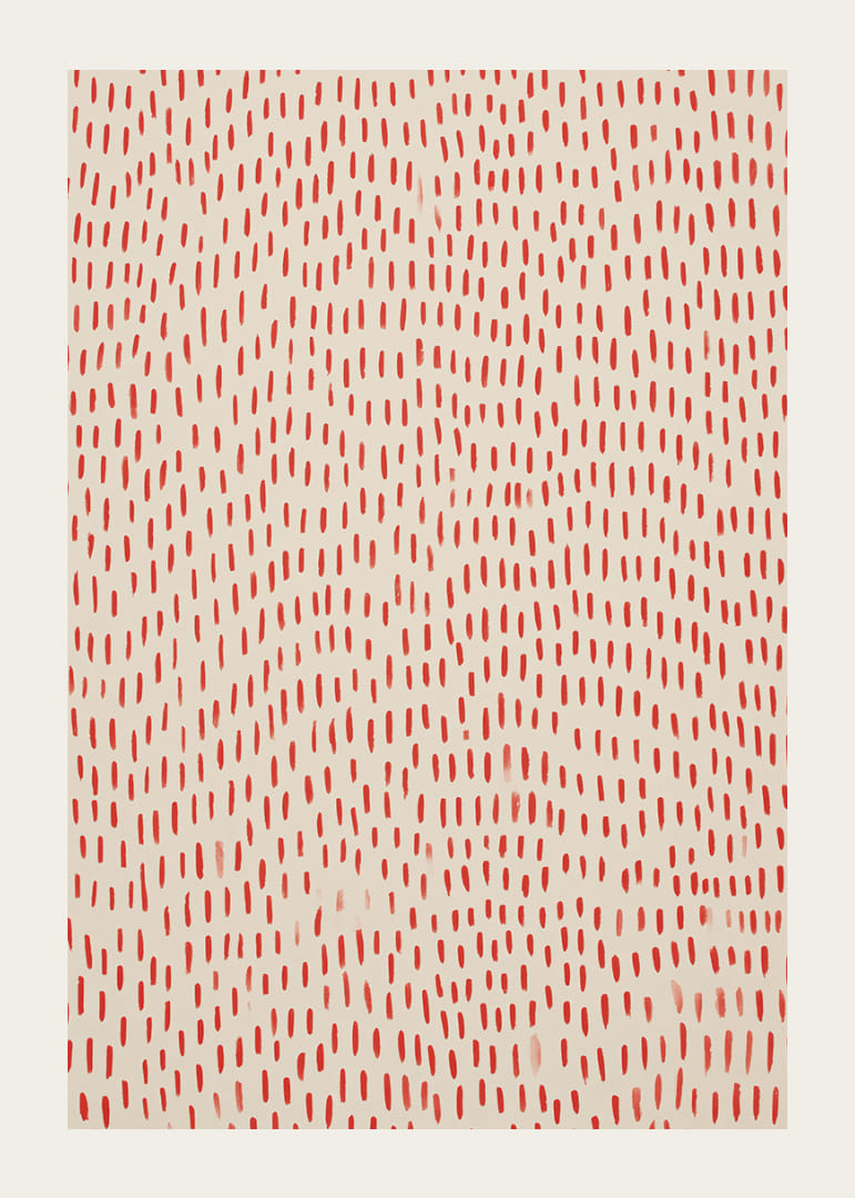 A lively dance of red dots over a calm background-12