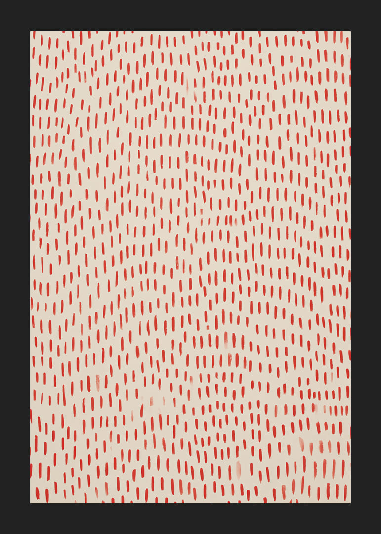 A lively dance of red dots over a calm background-12