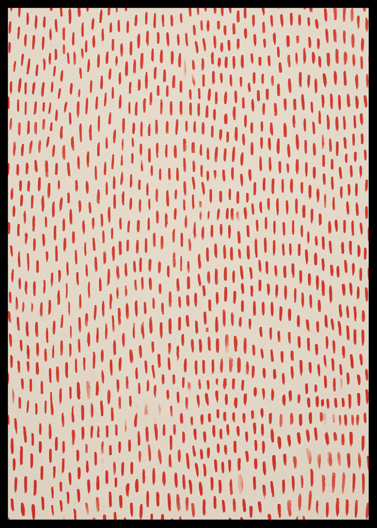 Uma dança vibrante de pontos vermelhos sobre um fundo calmo.-12