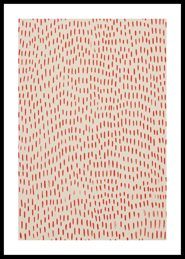 Uma dança vibrante de pontos vermelhos sobre um fundo calmo.-12