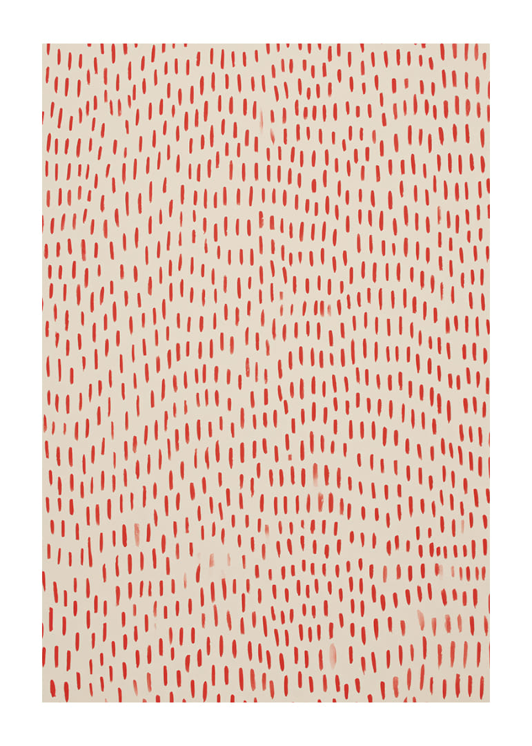 Uma dança vibrante de pontos vermelhos sobre um fundo calmo.-12