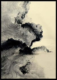 Un póster onírico con suaves patrones de tinta y sutiles sombras.-6