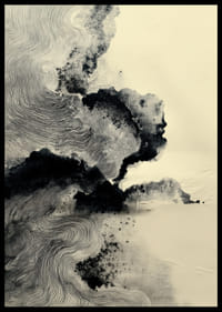 Un póster onírico con suaves patrones de tinta y sutiles sombras.-2