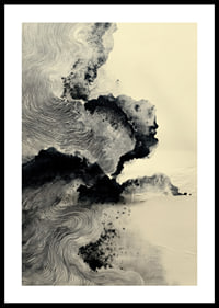 Un póster onírico con suaves patrones de tinta y sutiles sombras.-0
