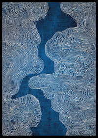 Las corrientes azules crean un flujo onírico de líneas-2