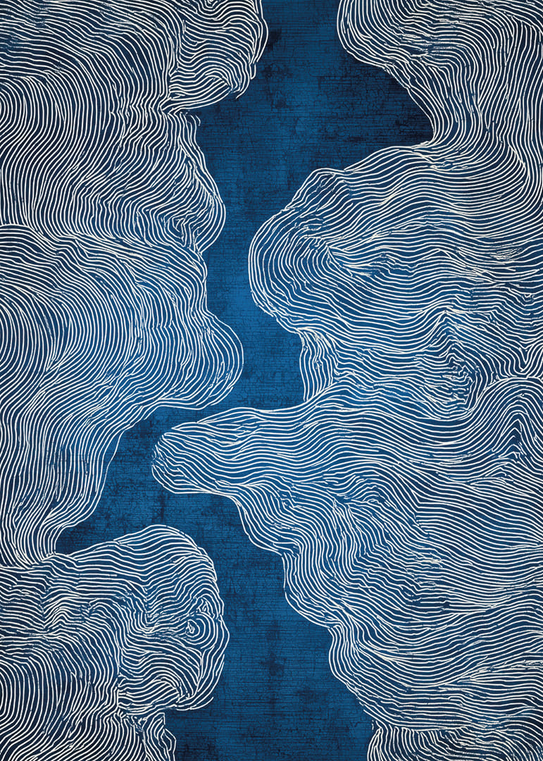 Las corrientes azules crean un flujo onírico de líneas-12