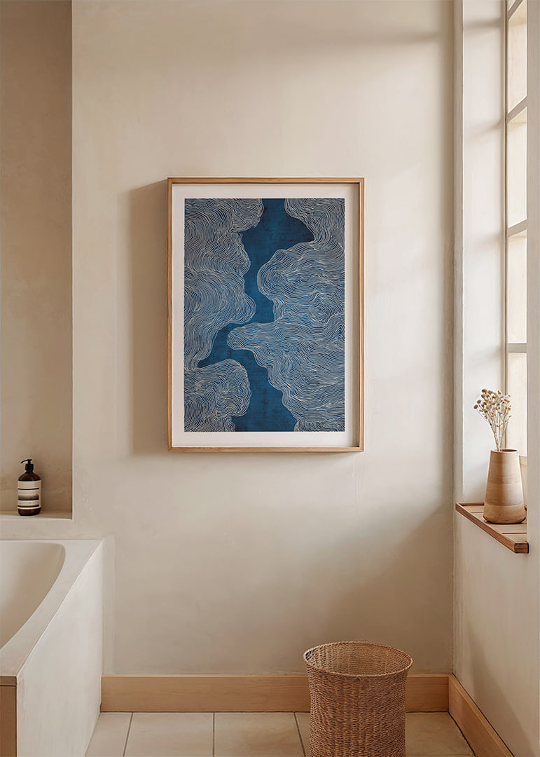 Blaue Strömungen erzeugen einen verträumten Linienfluss.-12