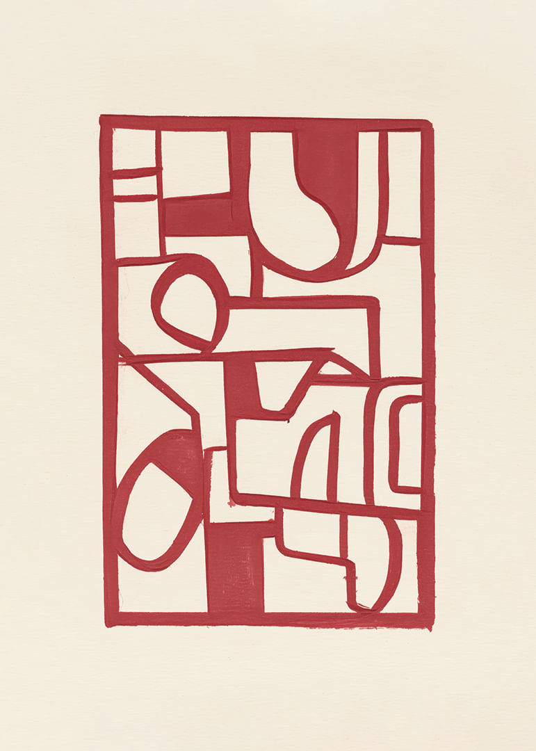 Rote Linien bilden ein lebendiges abstraktes Muster-12