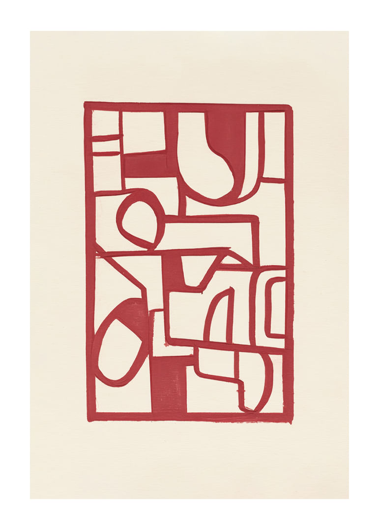 Rote Linien bilden ein lebendiges abstraktes Muster-12