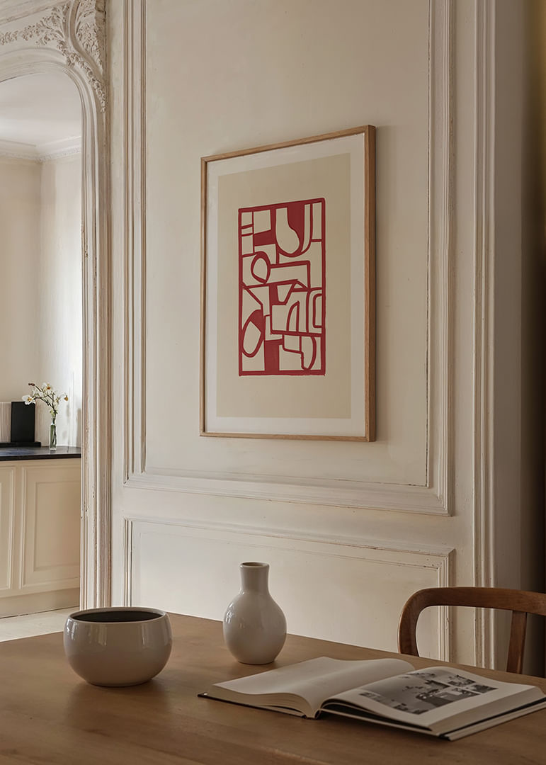 Rote Linien bilden ein lebendiges abstraktes Muster-12