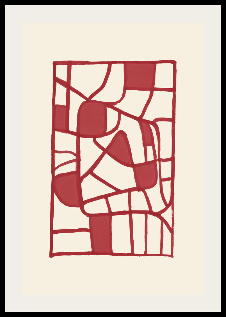 Abstract red patterned poster creates modern elegance-12