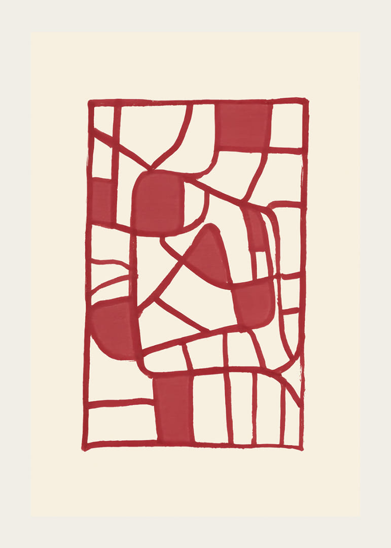 Abstract red patterned poster creates modern elegance-12