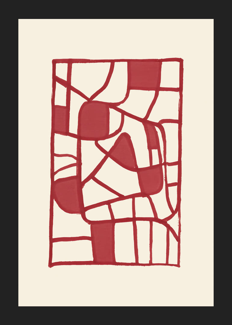 Abstract red patterned poster creates modern elegance-12