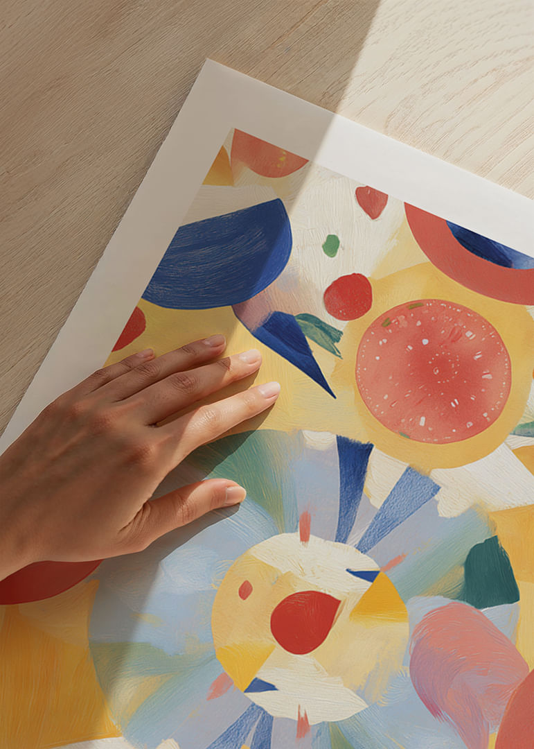 Krāsains raksts ar apļiem un dinamiku, kas rada prieku-12