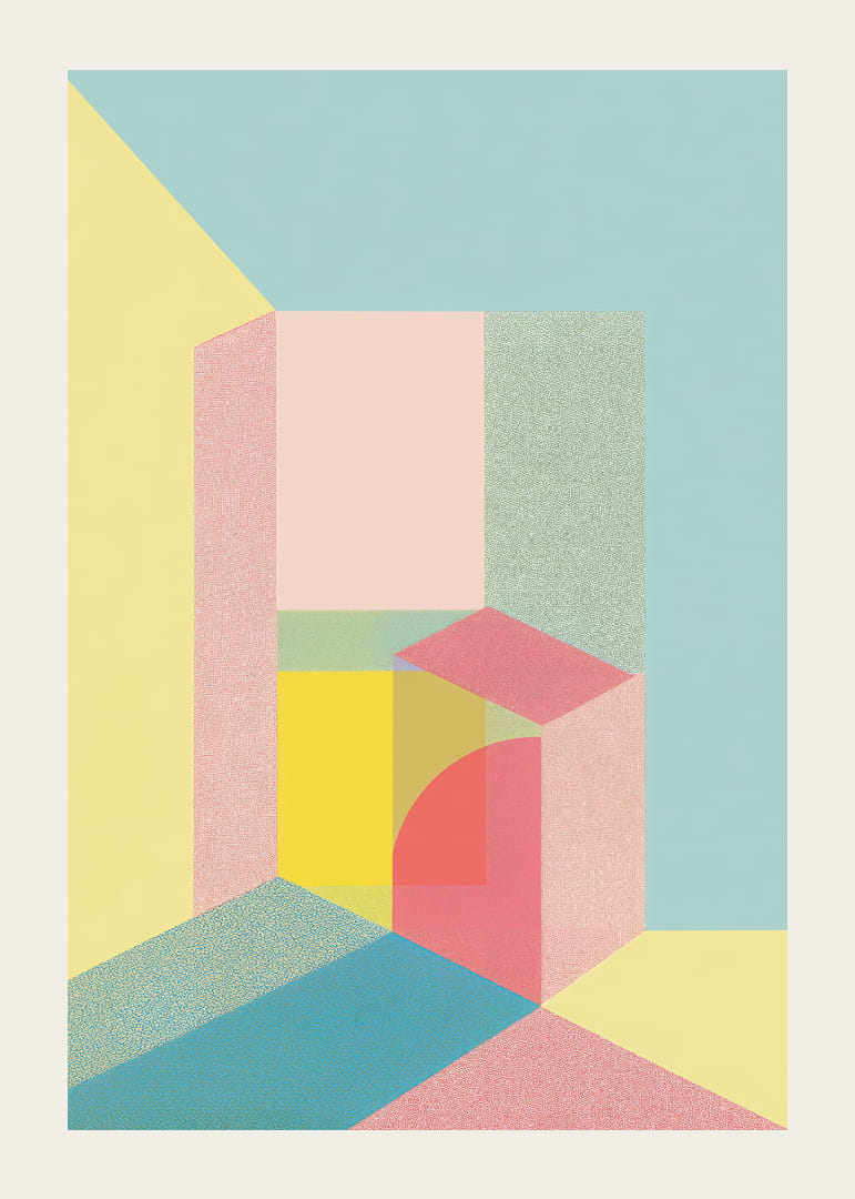 Pastel colored geometry creates a calming sense of space-12