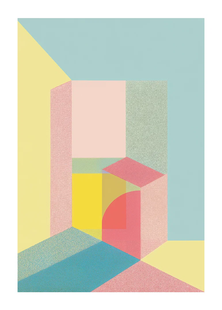 Pastel colored geometry creates a calming sense of space-12
