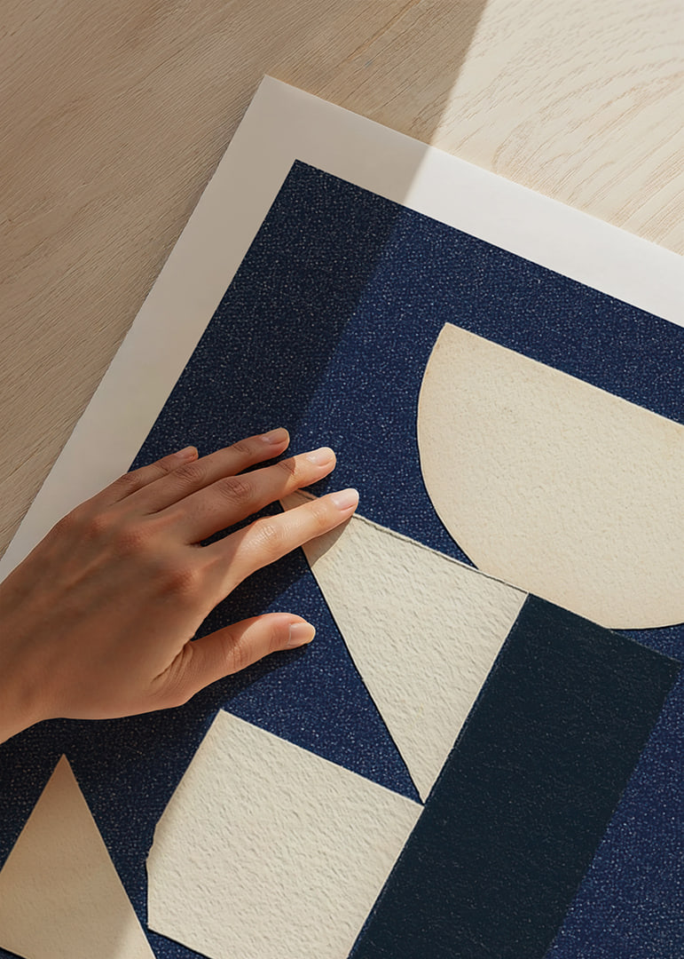 Stijlvolle poster met geometrische vormen op een donkere achtergrond-12
