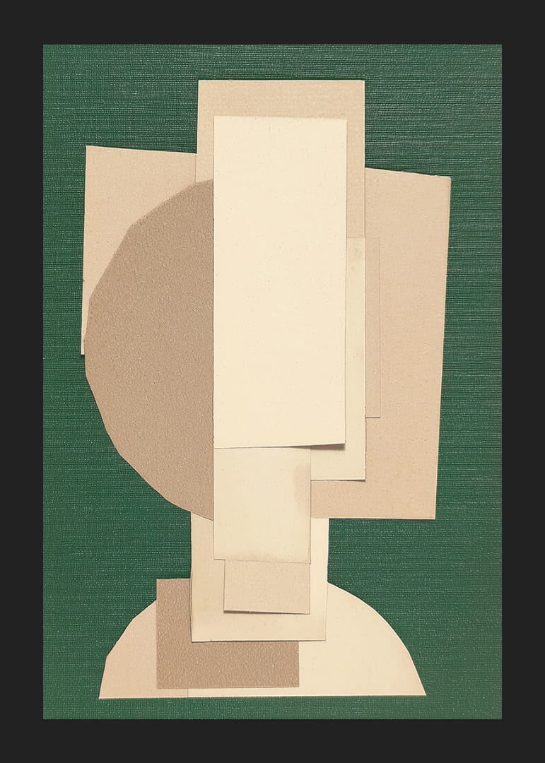 A work of art with geometric layers in soft colors-12