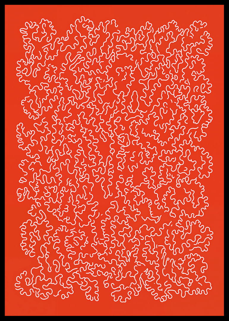 Rotaļīgs raksts uz spilgti sarkana fona-12