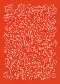 Rotaļīgs raksts uz spilgti sarkana fona-3