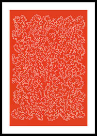 Rotaļīgs raksts uz spilgti sarkana fona-0