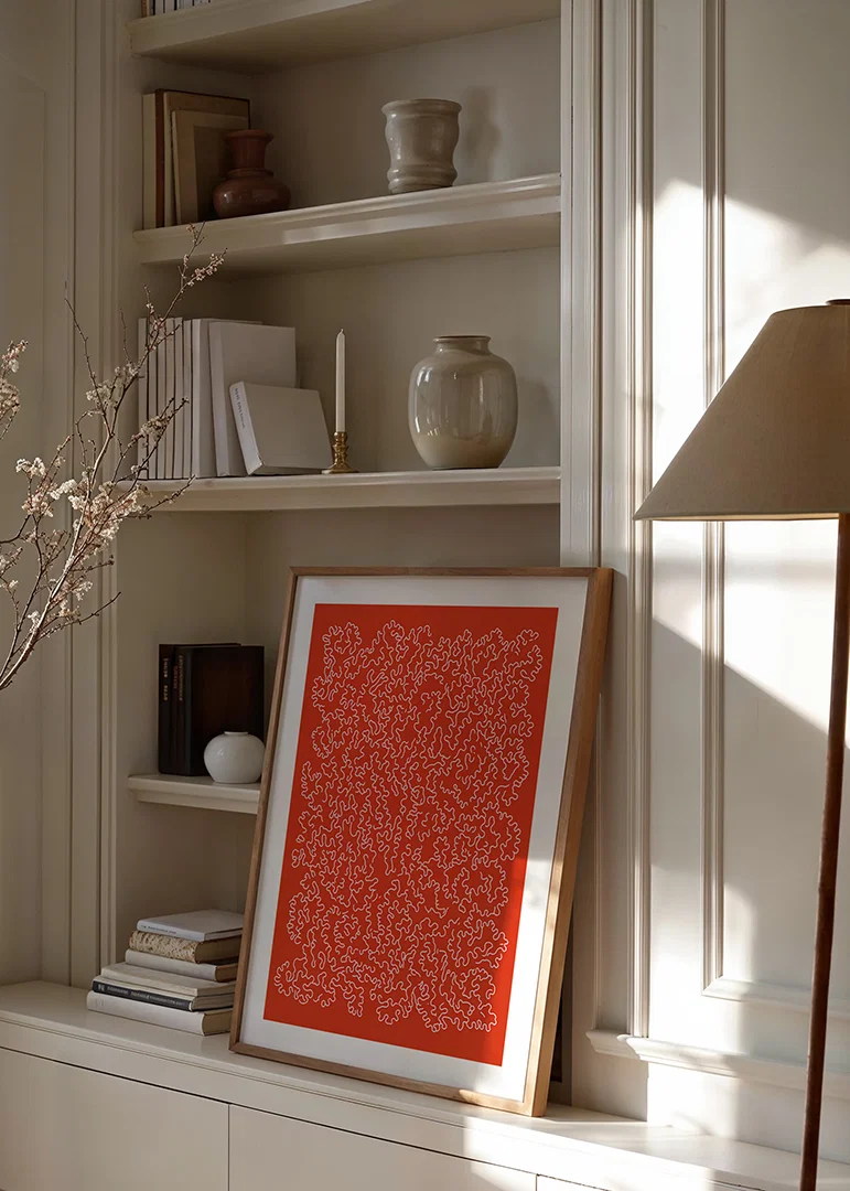 A playful pattern on a vibrant red background-12