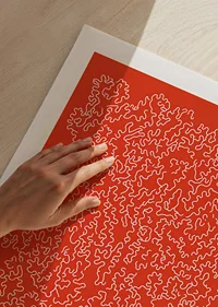 A playful pattern on a vibrant red background-5